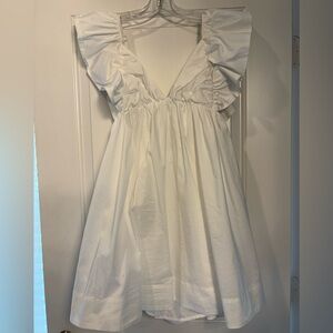 White Ruffled Tie-Back Dress